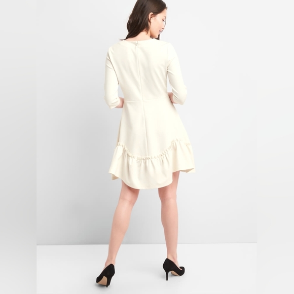 GAP Ponte Long Sleeve Ruffle-Hem Dress NWT - Picture 3 of 9